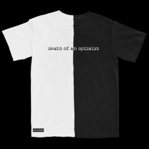 grandson Split Shirt “Death of an Optimist” Black & White Split Tee NWOT